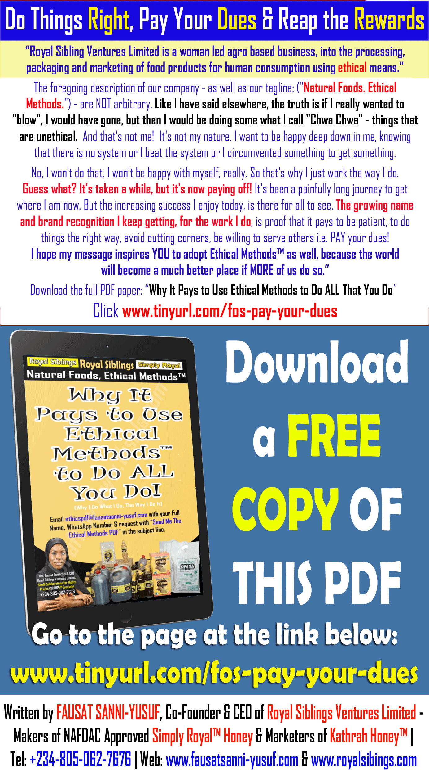 Do Things Right, Pay Your Dues & Reap the Rewards | Download FREE PDF: “Why It Pays to Use Ethical Methods to Do ALL That You Do”