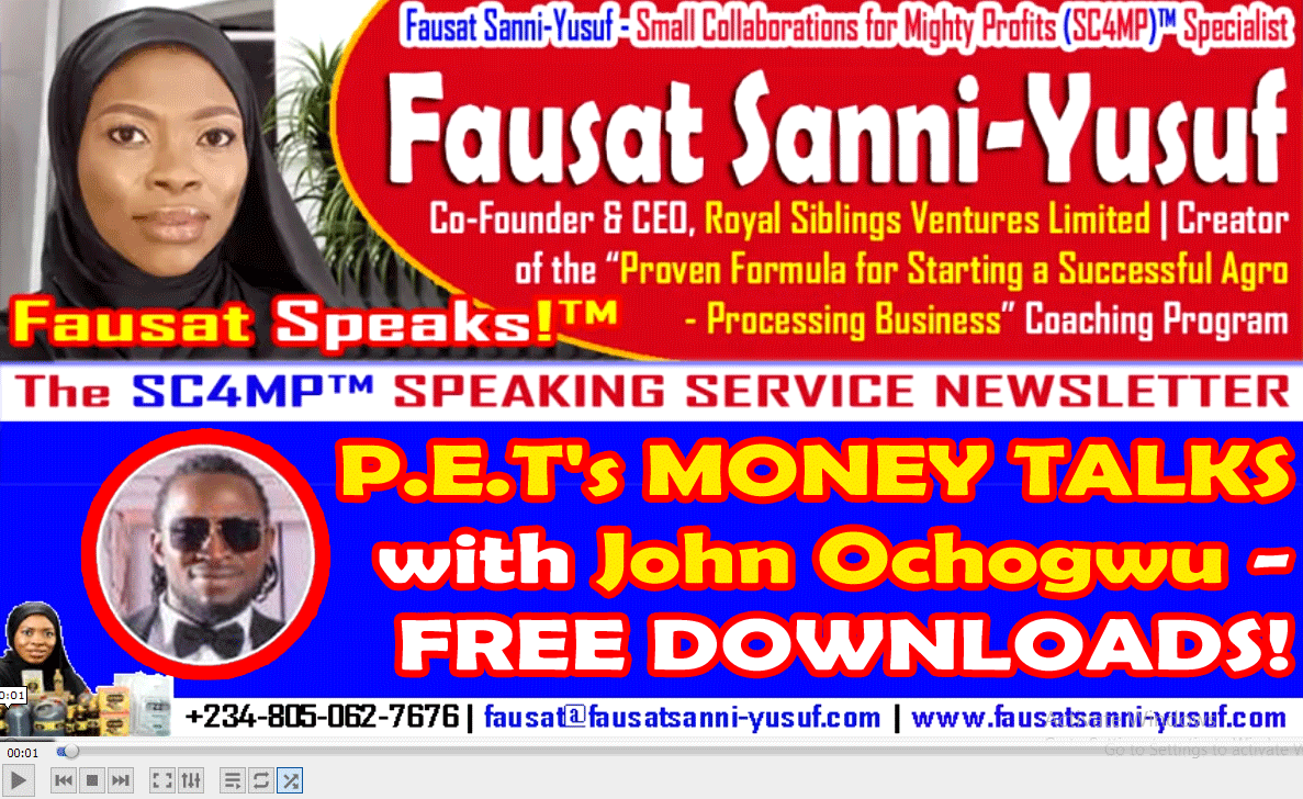 FAUSAT SPEAKS!™ on P.E.T’s MONEY TALKS SERIES with John Ochogwu – Online Business Workshop | FREE DOWNLOADS!