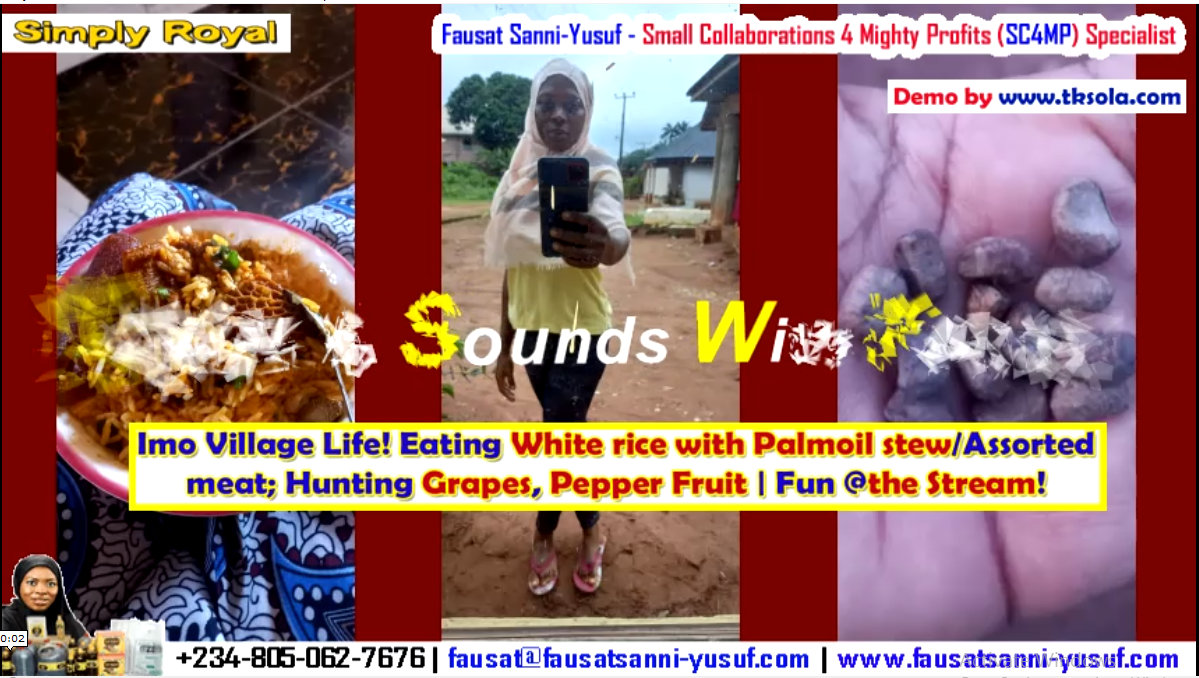 Imo Village Life! Eating White rice with Palmoil stew/Assorted meat; Hunting Grapes, Pepper Fruit | Fun @the Stream!