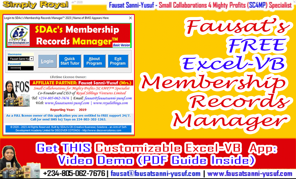 Get THIS Customizable Excel-VB Membership Records Manager FREE [N150k Value]: Video & Screenshots Inside