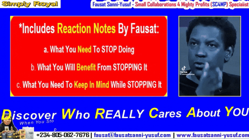 Discover Who REALLY Cares About YOU | When You Stop Doing THIS, You’ll Discover Who Truly Cares – Advice From DENZEL WASHINGTON & Reaction Notes from Fausat Sanni-Yusuf