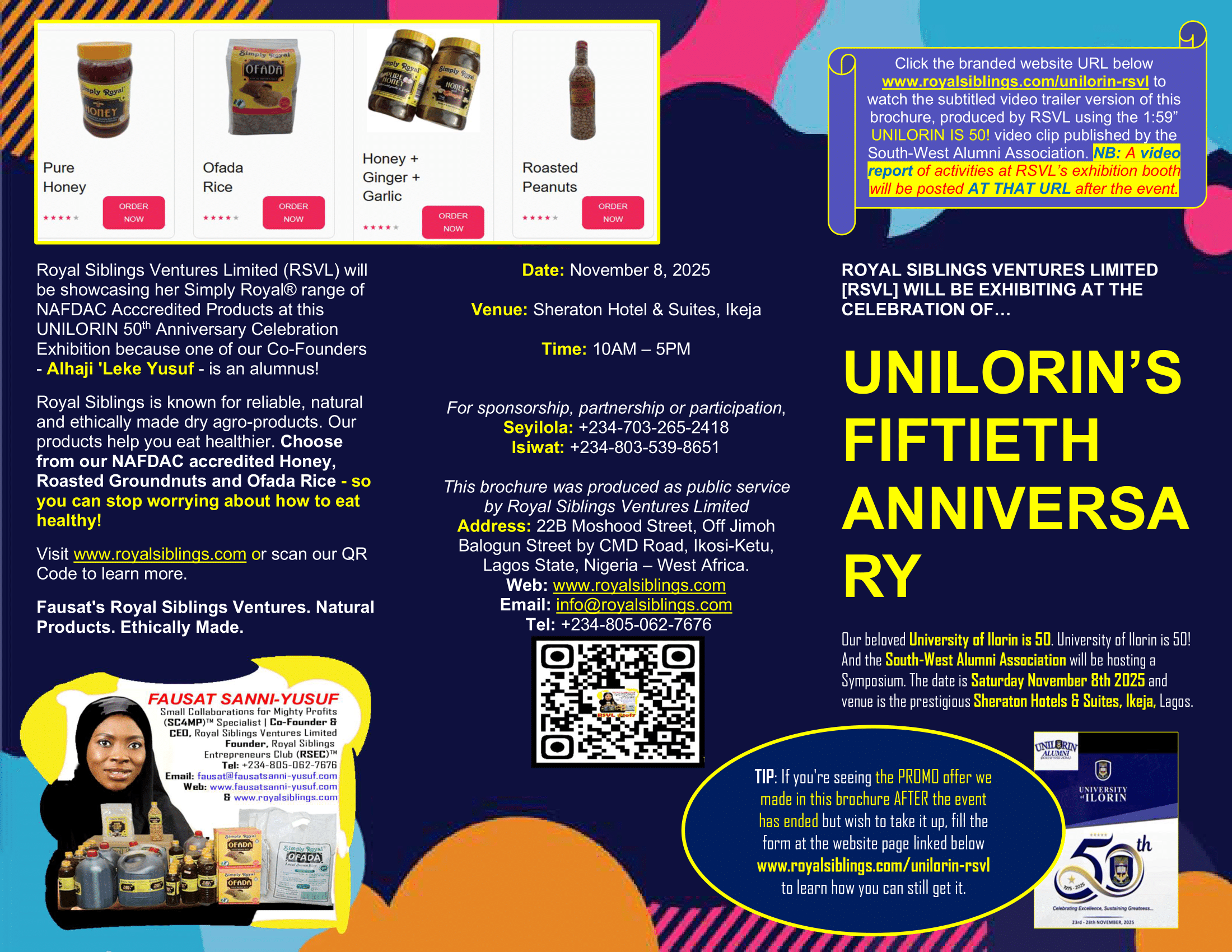 [PDF] Fausat’s Royal Siblings Ventures Limited (RSVL) Exhibits @UNILORN⁩ ‘s 50th ANNIVERSARY CELEBRATION