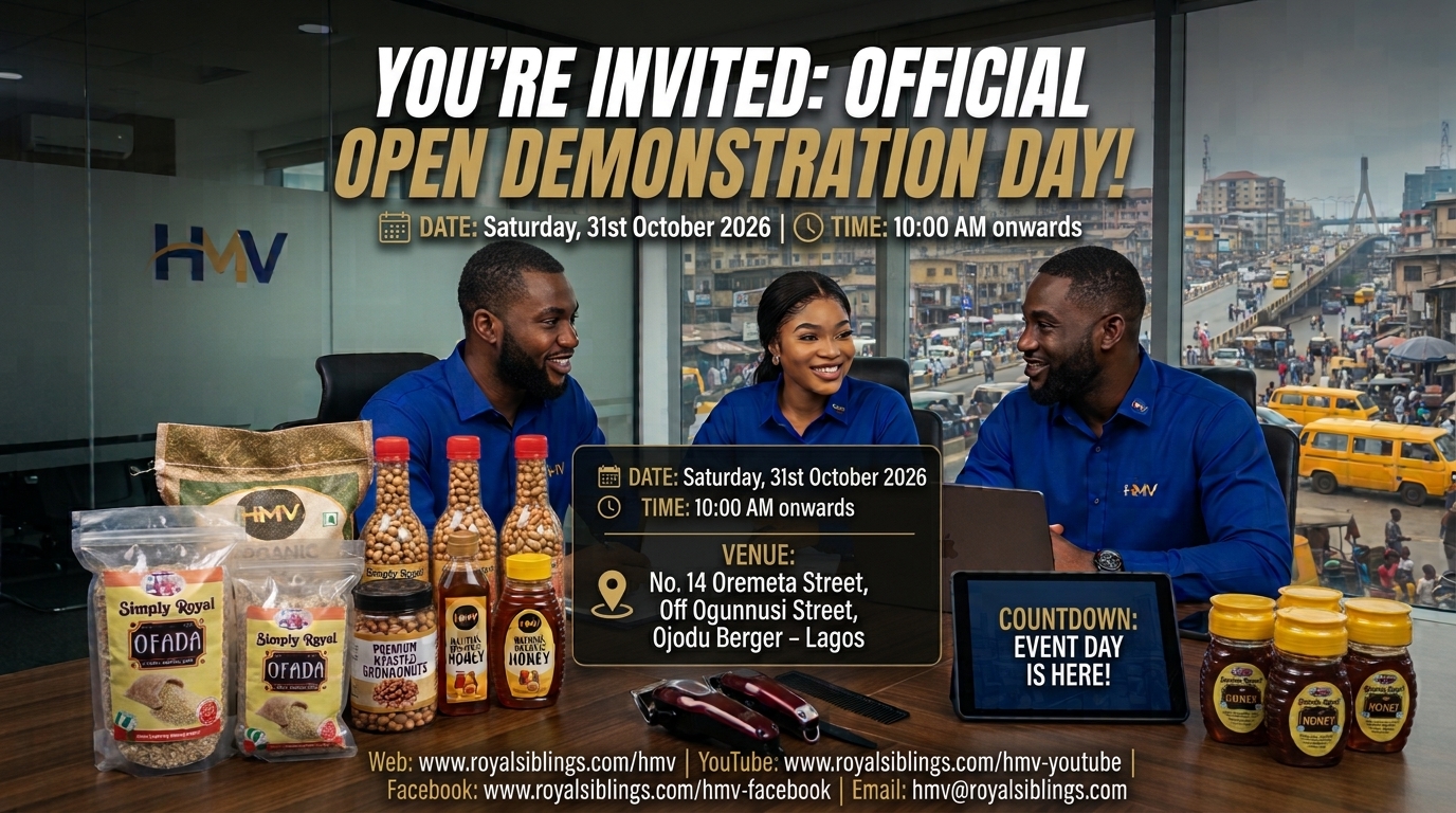 Why HMV Don’t Need Charity…COMMERCIAL POWER, NOT CHARITY! | Support the HMV Boys’ Movement by fueling your kitchen with premium, NAFDAC-accredited Simply Royal products.
